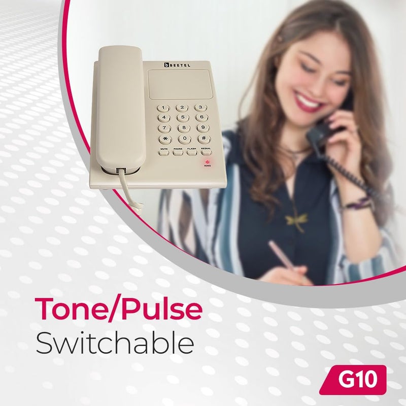 Beetel هاتف أرضي لاسلكي قابل للتوسيع G10 تم إطلاقه حديثًا، مع مؤشر LED للجرس، قابل للتثبيت على المكتب أو الحائط، تحكم في حجم الجرس بثلاث خطوات، وضع الاتصال بالنغمة/النبض/الوميض/التوقف/إعادة الاتصال، معتمد من TEC (رمادي دافئ G10) - Image 5