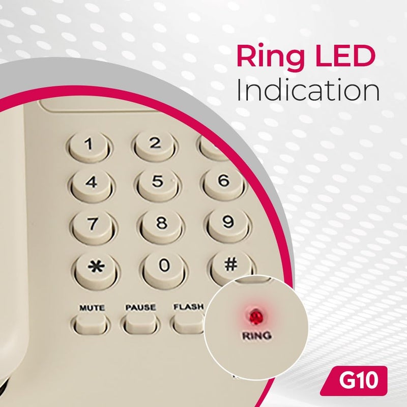 Beetel هاتف أرضي لاسلكي قابل للتوسيع G10 تم إطلاقه حديثًا، مع مؤشر LED للجرس، قابل للتثبيت على المكتب أو الحائط، تحكم في حجم الجرس بثلاث خطوات، وضع الاتصال بالنغمة/النبض/الوميض/التوقف/إعادة الاتصال، معتمد من TEC (رمادي دافئ G10) - Image 2