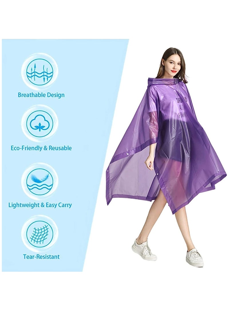 SYOSI Portable EVA Raincoats for Adults, Reusable Rain Ponchos with Hoods and Sleeves Lightweight Raincoats for Lightweight for Adults, Emergency, Camping - Image 4