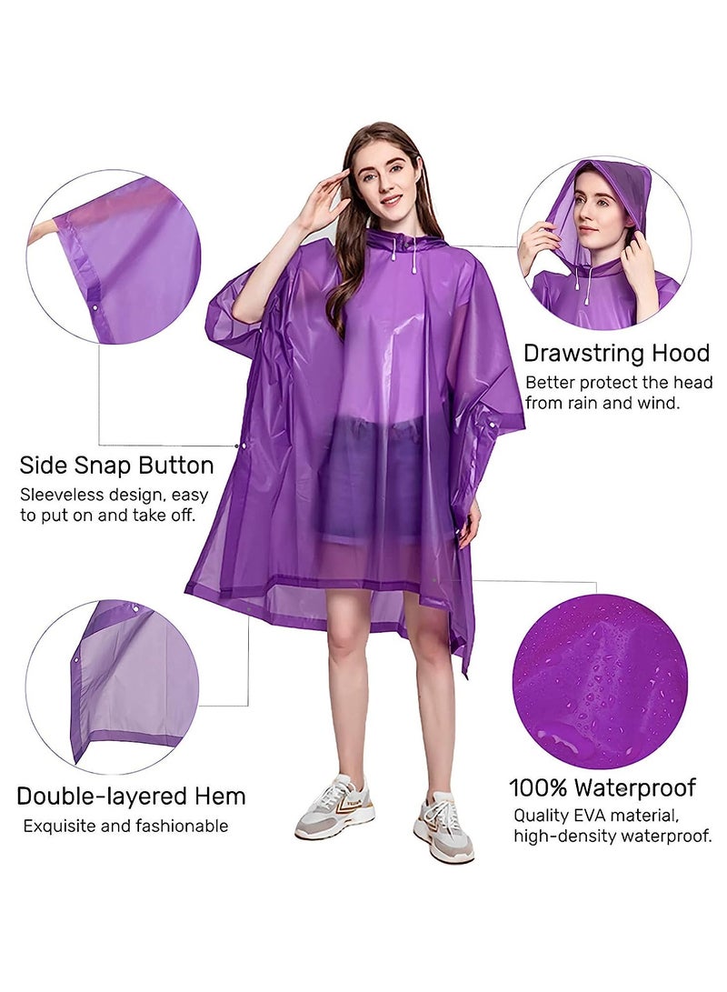 SYOSI Portable EVA Raincoats for Adults, Reusable Rain Ponchos with Hoods and Sleeves Lightweight Raincoats for Lightweight for Adults, Emergency, Camping - Image 3