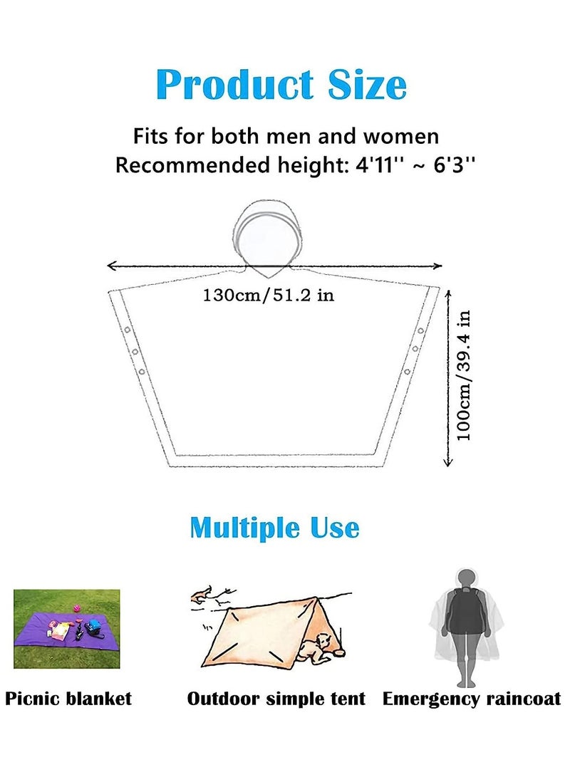 SYOSI Portable EVA Raincoats for Adults, Reusable Rain Ponchos with Hoods and Sleeves Lightweight Raincoats for Lightweight for Adults, Emergency, Camping - Image 5