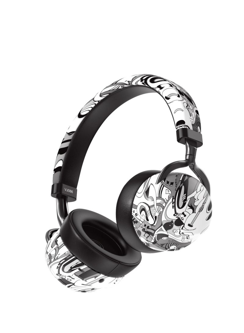 GULFLINK 500mah Headset Mobile Game Accessories Headphones Colorful Graffiti Plug-in Card Radio wireless 5.0 Black - Image 1