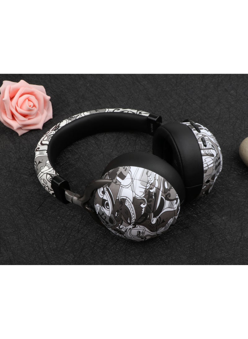 GULFLINK 500mah Headset Mobile Game Accessories Headphones Colorful Graffiti Plug-in Card Radio wireless 5.0 Black - Image 2