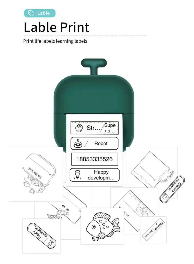 Mini Thermal Printer, Portable Label Printer with 13 Rolls of Paper, USB Rechargeable Multiuse Label Maker for Paper Printable Photos, Lists, QR Codes, Notes - Image 5