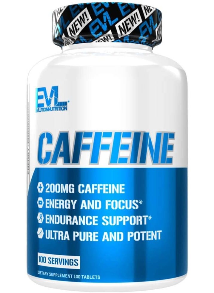 EVLUTION NUTRITION Evolution Nutrition, Caffeine, 200 mg, 100 Tablets