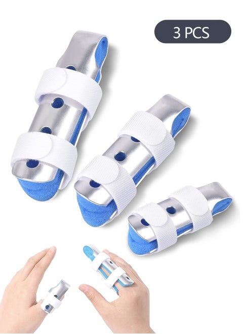 3-Piece Finger Splint, Metal Finger Support Brace for Broken Fingers Straightening Arthritis (3 Size)