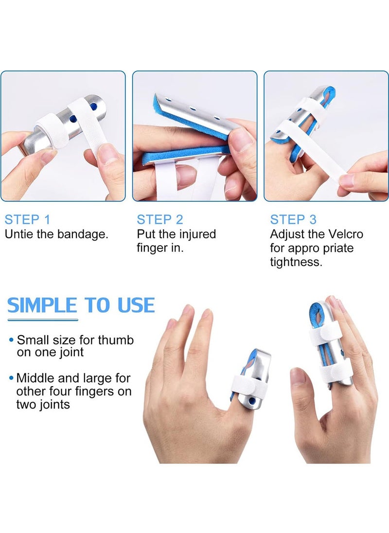 3-Piece Finger Splint, Metal Finger Support Brace for Broken Fingers Straightening Arthritis (3 Size)