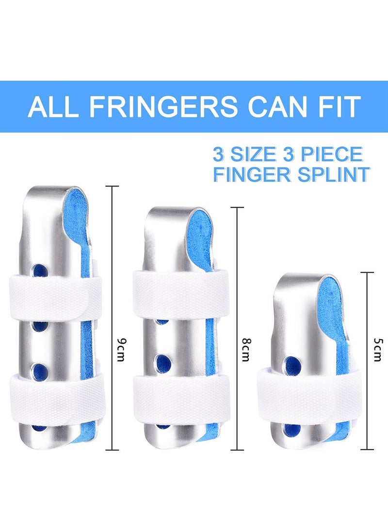 3-Piece Finger Splint, Metal Finger Support Brace for Broken Fingers Straightening Arthritis (3 Size)