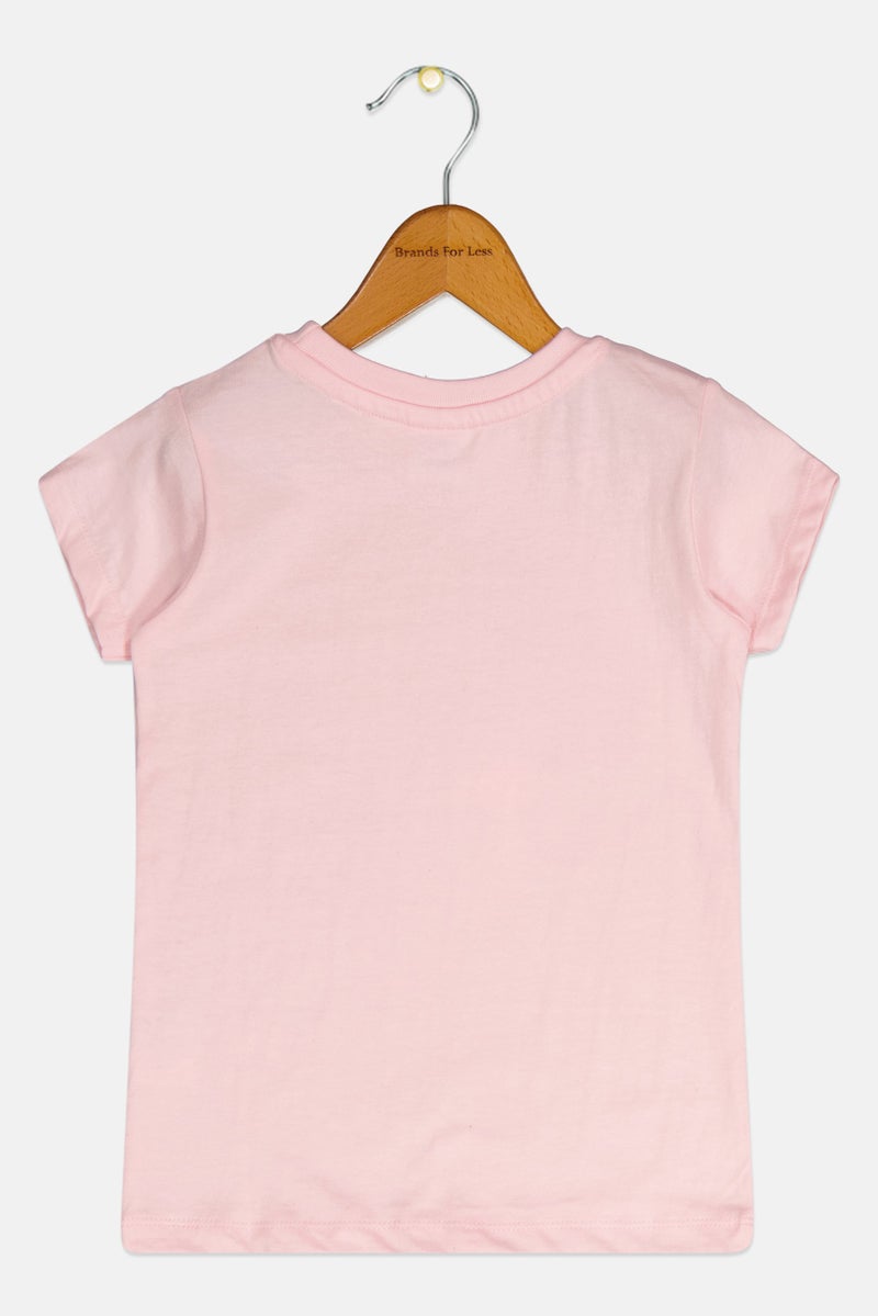 Disney تي شيرت قصير الأكمام للبنات الصغيرات بطباعة جرافيك، وردي - Image 2