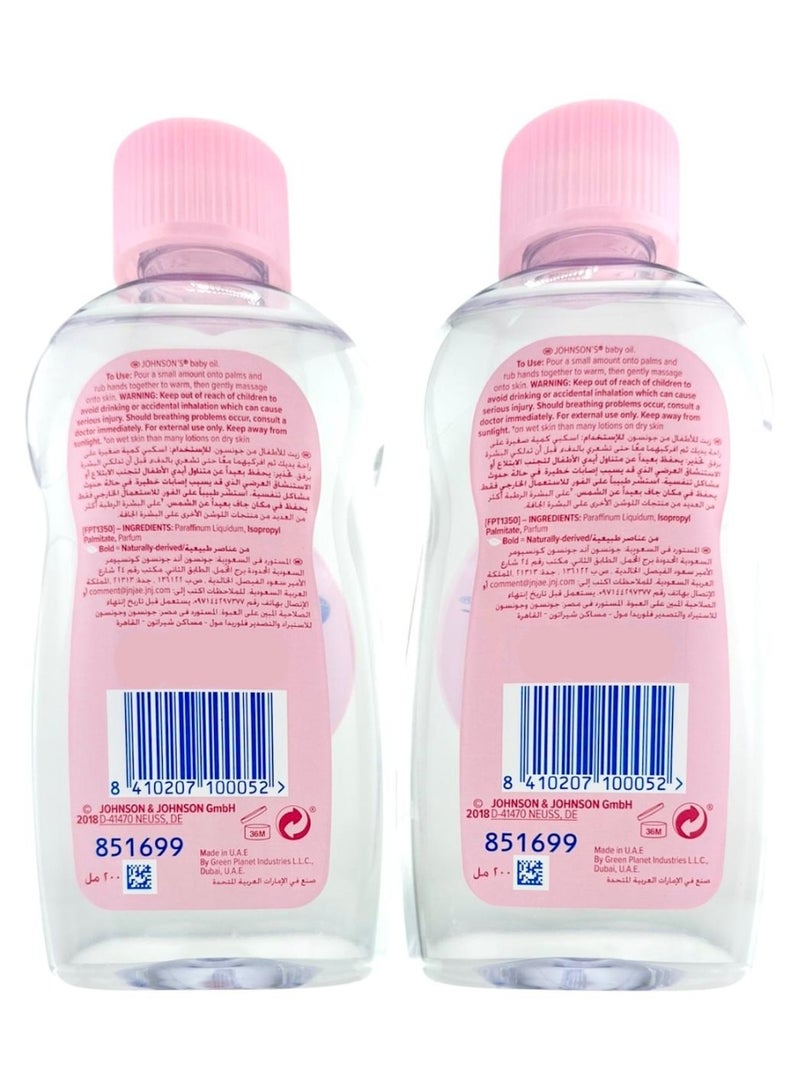 Johnson Bathrooms JOHNSONS BABY OIL LOCKS IN 10X MORE MOISTURE 200ML X PACK OF 2 - Image 2