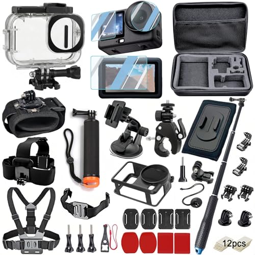 BMUUPY Accessories Kit for DJI OSMO Action 6 70m Waterproof Housing Case Tempered Glass Screen Protector Floaty Bobber Grip Large Carrying Case Mounts ChestHeadHandlebar - Image 1