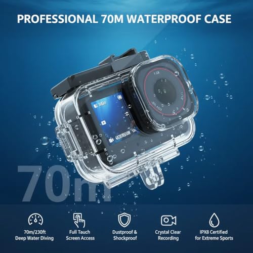 BMUUPY Accessories Kit for DJI OSMO Action 6 70m Waterproof Housing Case Tempered Glass Screen Protector Floaty Bobber Grip Large Carrying Case Mounts ChestHeadHandlebar - Image 3