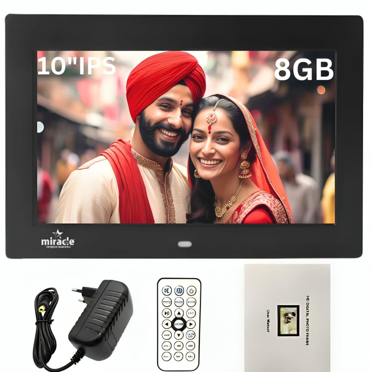 miracle digital 10'' IPS Digital Photo Frame with SlideShow & High Def Screen,USB SD Card, Remote Photos,Video & Audio Support Built in 8GB Memory & 2GB RAM 180°Wide Angle Viewing - Image 5