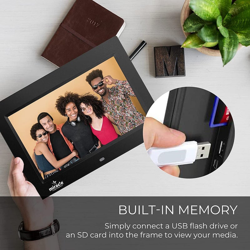 miracle digital 10'' IPS Digital Photo Frame with SlideShow & High Def Screen,USB SD Card, Remote Photos,Video & Audio Support Built in 8GB Memory & 2GB RAM 180°Wide Angle Viewing - Image 2