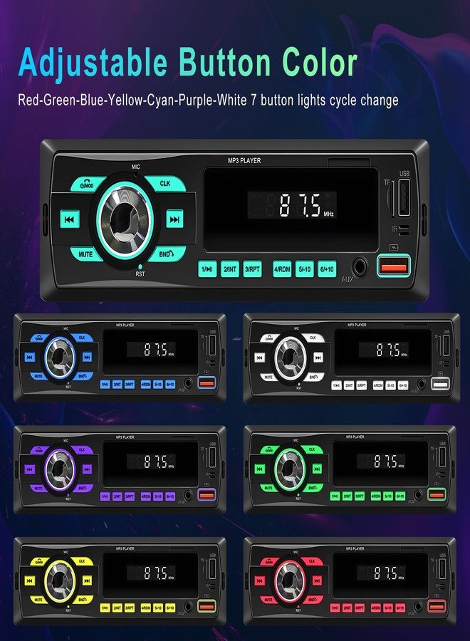 SIXWIN Car Radio Bluetooth Single DIN Car Stereo Audio, Car Audio with Dual Bluetooth and App Control,Supports FM/ MP3/SD/AUX/Dual USB/EQ/Quick Charge - Image 4