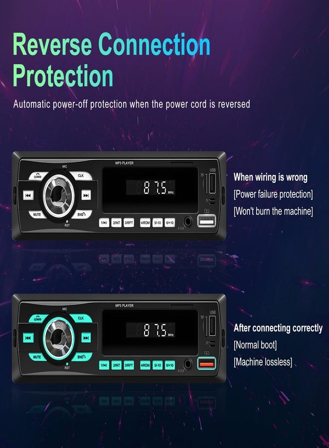SIXWIN Car Radio Bluetooth Single DIN Car Stereo Audio, Car Audio with Dual Bluetooth and App Control,Supports FM/ MP3/SD/AUX/Dual USB/EQ/Quick Charge - Image 3