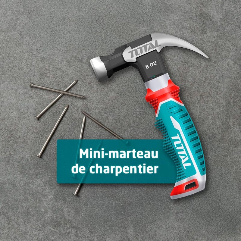 TOTAL Mini Claw Hammer - 8oz with Shock Absorbing Grip - Image 2