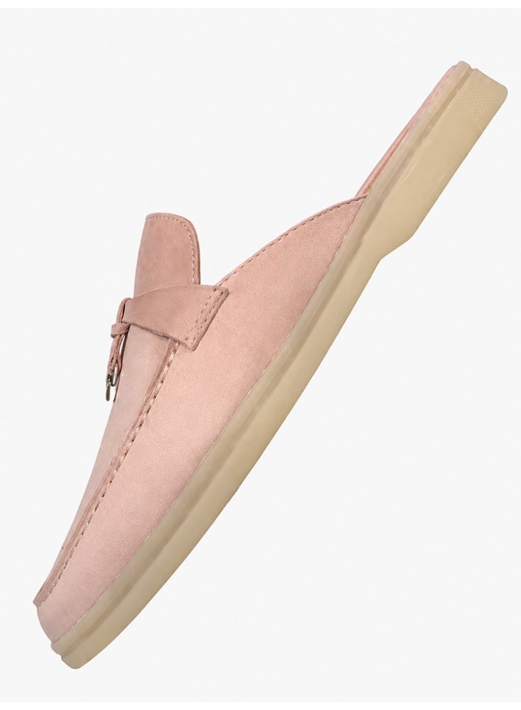 Women Flat Heel Fashion Design Mule Slides, Suede Loafers Genuine Leather Outdoor Slippers Flats Large Size 42 - Image 3