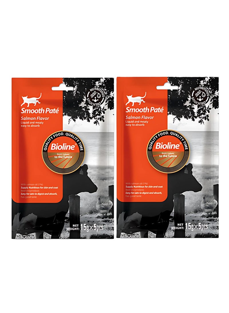 بايولاين 2 قطعة من باتيه فيست الطبيعي الناعم بنكهة السلمون (15 جرام × 5 قطع) × 2