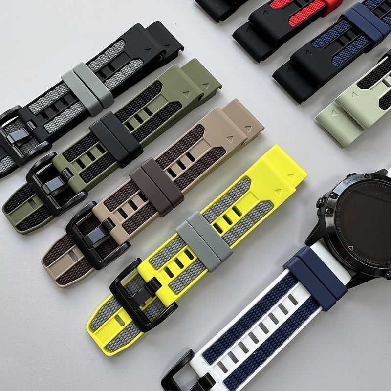 حزام ساعة "كيكفيت" بلونين 26 ملم لساعات Garmin Fenix 8 / Epix Pro Gen 2 / E / 7x / 7 / 6 / 6x / 5 / 5x Plus / Enduro 3 / Instinct 2x بحجمي 47 ملم و51 ملم - أسود وأحمر - Image 5