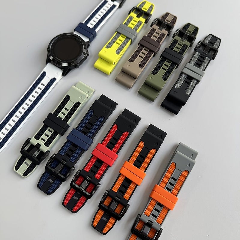 حزام ساعة "كيكفيت" بلونين 26 ملم لساعات Garmin Fenix 8 / Epix Pro Gen 2 / E / 7x / 7 / 6 / 6x / 5 / 5x Plus / Enduro 3 / Instinct 2x بحجمي 47 ملم و51 ملم - أسود وأحمر - Image 4