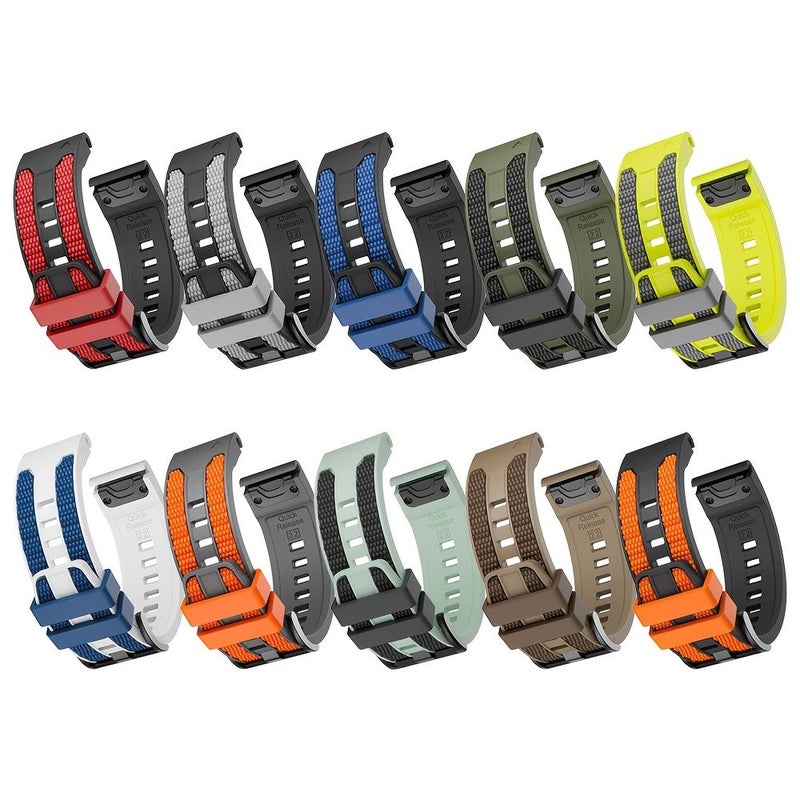 حزام ساعة "كيكفيت" بلونين 26 ملم لساعات Garmin Fenix 8 / Epix Pro Gen 2 / E / 7x / 7 / 6 / 6x / 5 / 5x Plus / Enduro 3 / Instinct 2x بحجمي 47 ملم و51 ملم - أسود وأحمر - Image 3