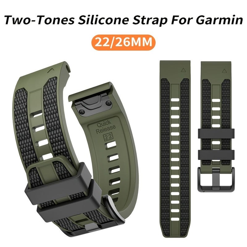 حزام ساعة "كيكفيت" بلونين 26 ملم لساعات Garmin Fenix 8 / Epix Pro Gen 2 / E / 7x / 7 / 6 / 6x / 5 / 5x Plus / Enduro 3 / Instinct 2x بحجمي 47 ملم و51 ملم - أسود وأحمر - Image 1