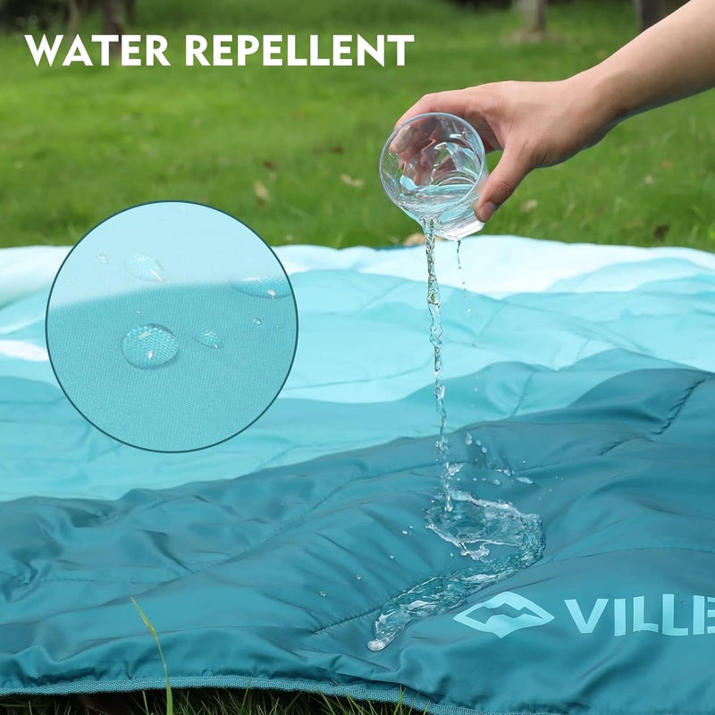 VILLEY Picnic Blanket, 3-Layer Camping Blanket 132cm x 191cm, Machine Washable, Water Repellent and Sandproof, Packable and Portable for Camping, Travel, Park, Beach and Indoor Use (Green) - Image 5
