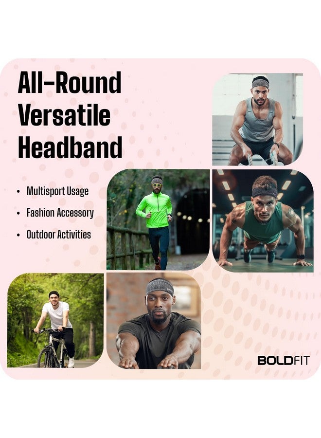 BOLDFIT Boldfit Head Band for Man Sports Head Bandana for Men & Women Gym Hair Band for Men Workout, Running - Breathable, Non-Slip & Quick Drying Head Bands for Long Hair (Set of 2 (Black, Grey Melange)) - Image 4