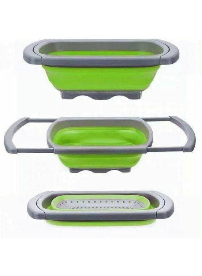 Generic - Rectangular Collapsible Silicone Strainer - Multi-purpose for straining vegetables, fruits, and pasta, multi-colored D - Image 1