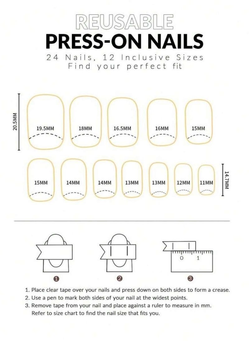 أظافر تركيب أنيقة بتصميم أومبري مع زينة كريستالية - 24 قطعة - Image 4