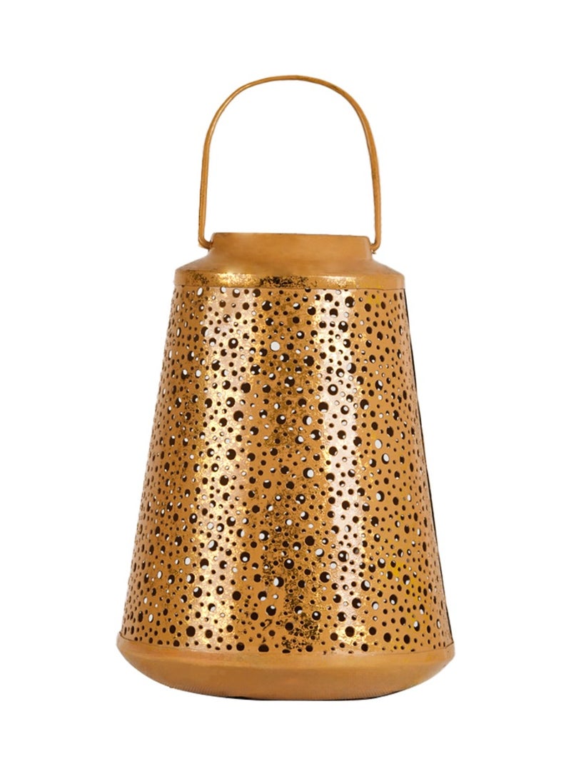 Hilalful HilalFul Polka-Dot Carved Golden Decorative Candle Holder Lantern | For Home Decor in Eid, Ramadan, Wedding | Living Room, Bedroom, Indoor, Outdoor Decoration | Islamic Themed | Moroccan  - Image 1