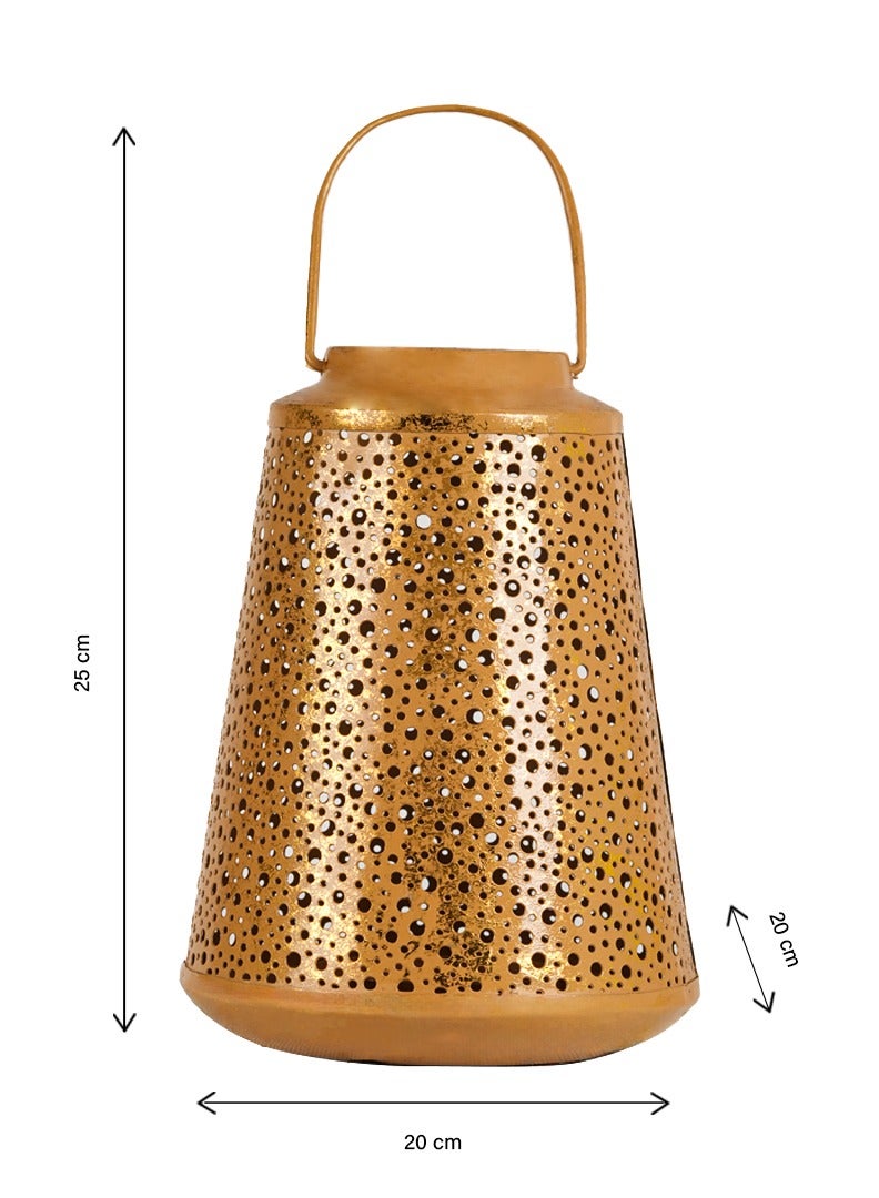 Hilalful HilalFul Polka-Dot Carved Golden Decorative Candle Holder Lantern | For Home Decor in Eid, Ramadan, Wedding | Living Room, Bedroom, Indoor, Outdoor Decoration | Islamic Themed | Moroccan  - Image 3