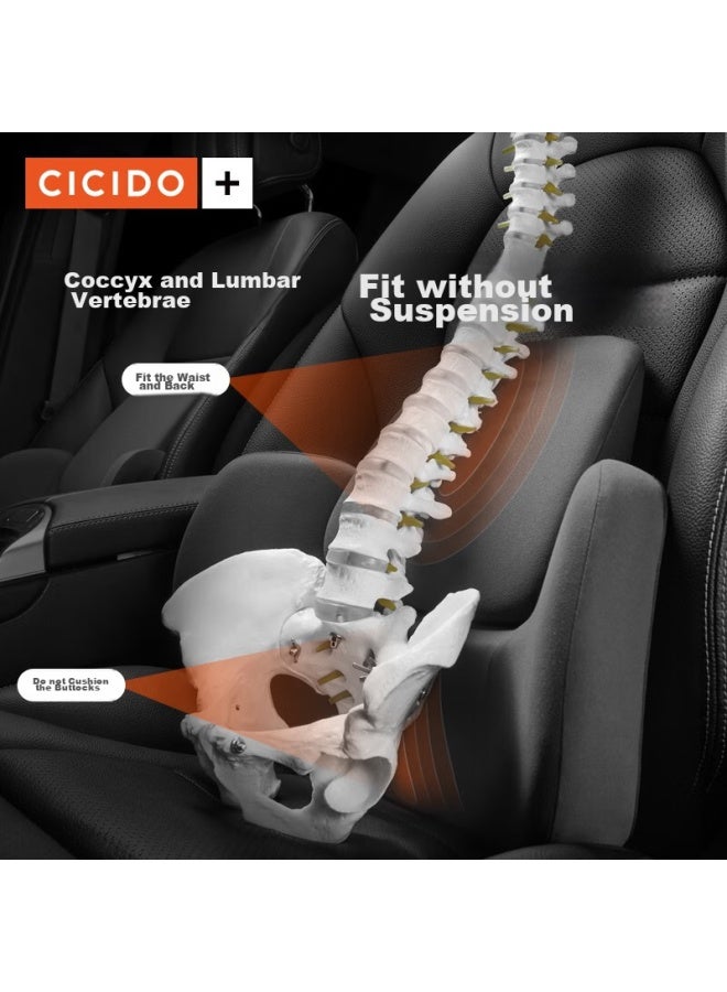 Cicido Lumbar Support Backrest Car Seat Cushion, All Black Ss0134 - Image 3