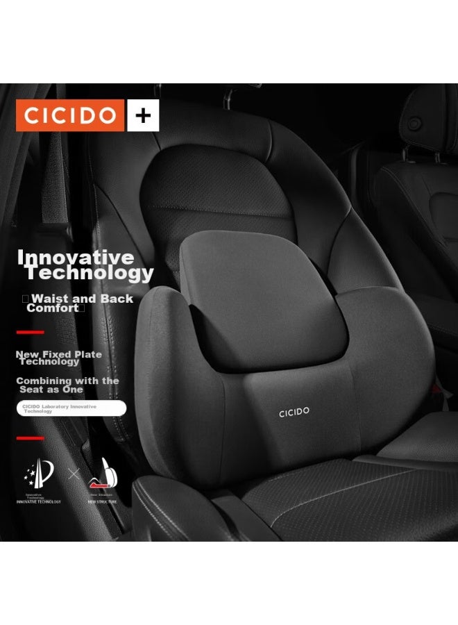Cicido Lumbar Support Backrest Car Seat Cushion, All Black Ss0134 - Image 1