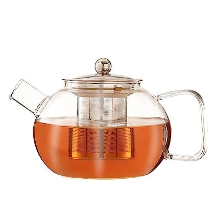 Ravizaa Glass Teapot with Removable Stainless Steel Infuser Premium Durable Borosilicate Glass Tea Kettle for Stove top Glass Flowering Tea Kettle with Infusers for Loose Tea 1000 ml  - Image 1