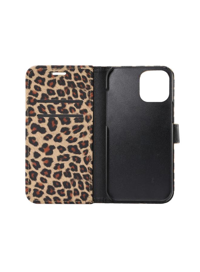 زبون جراب لهاتف iPhone 13 Pro Max بنمط جلد النمر، قابل للطي أفقيًا، مصنوع من البولي كربونات + جلد البولي يوريثان مع حامل وفتحات للبطاقات ومحفظة - Image 4