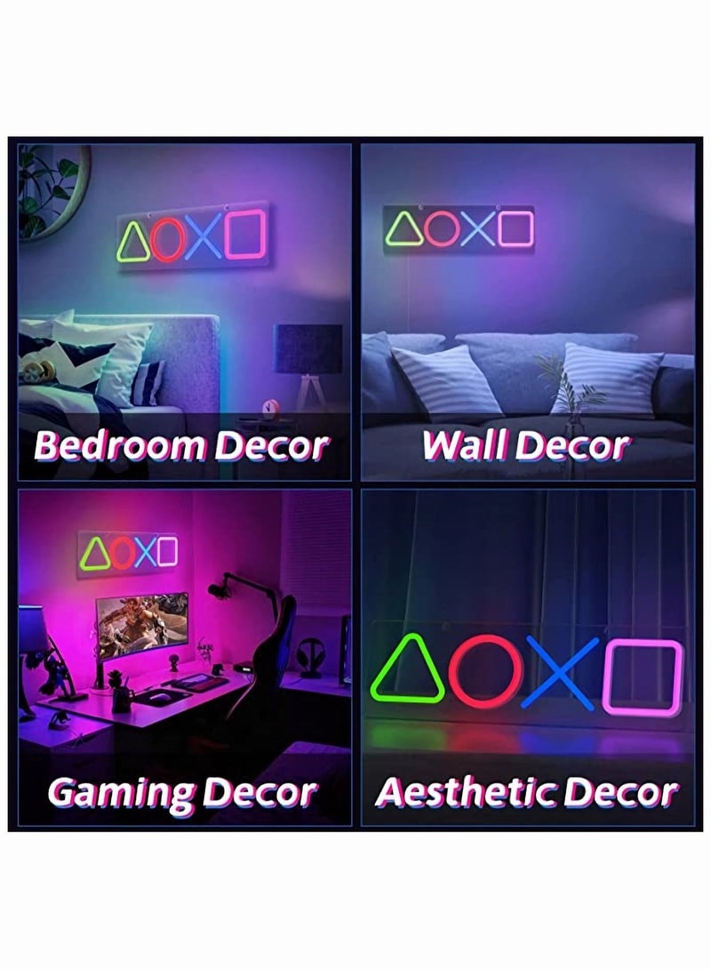 سيوسي LED LED NEON LIGHTS ، SYOSI NEON لألعاب PlayStation Light Icon ، علامات النيون لديكور جدار غرفة النوم ، مفتاح تشغيل PS5 ، غرفة المعيشة ، كهف الرجل ، ديكور غرفة اللاعب الجمالية  - Image 2