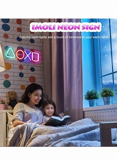 سيوسي LED LED NEON LIGHTS ، SYOSI NEON لألعاب PlayStation Light Icon ، علامات النيون لديكور جدار غرفة النوم ، مفتاح تشغيل PS5 ، غرفة المعيشة ، كهف الرجل ، ديكور غرفة اللاعب الجمالية  - Image 3