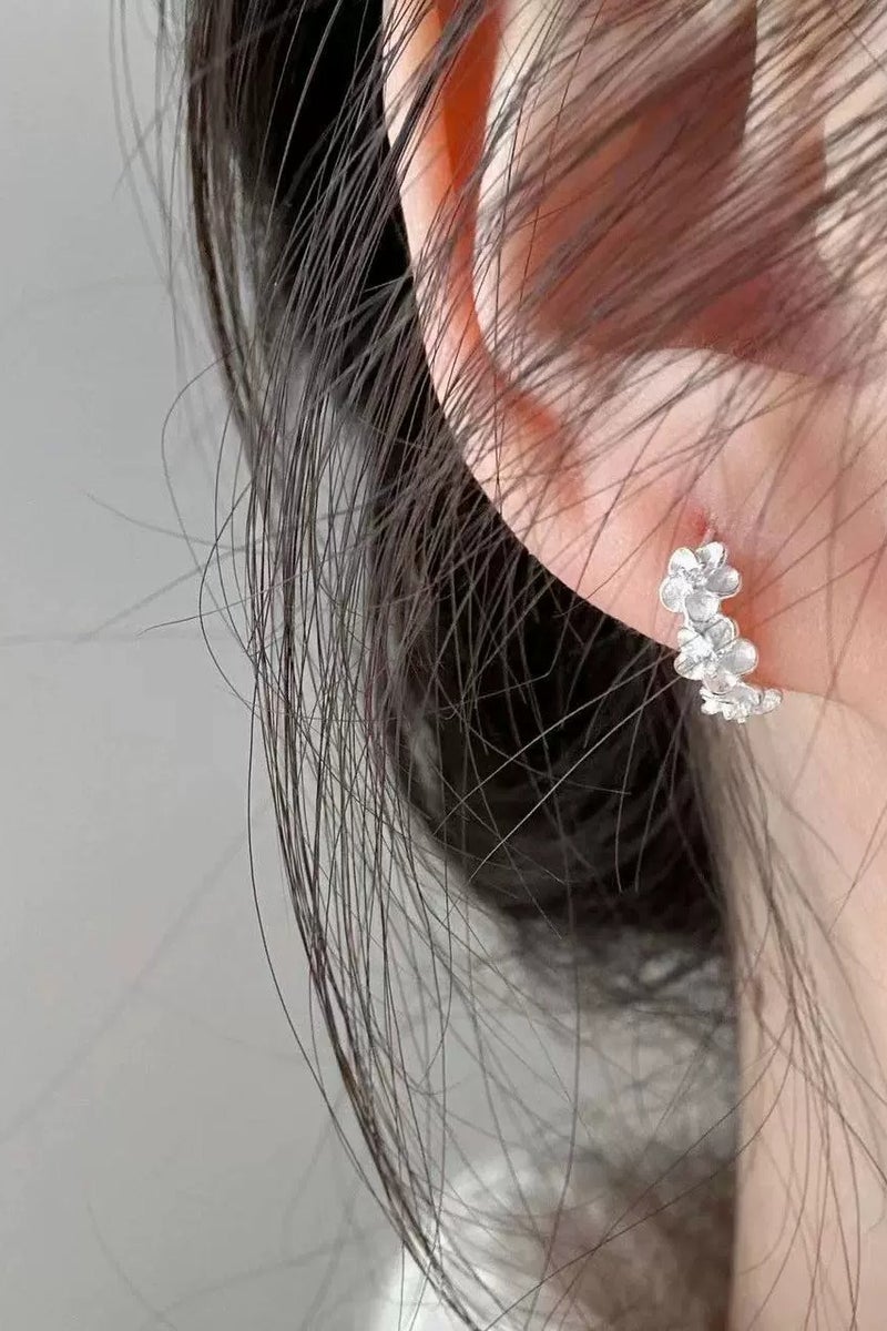 Goolsky 3D Flower Stud Earrings for Women – S925 Silver Clip-On Style, Elegant Petite Floral Design, High-End Minimalist Jewelry  - Image 4