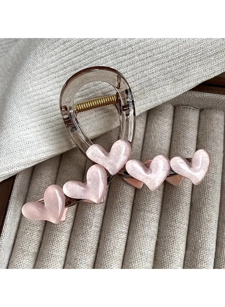 Goolsky Acrylic Vintage Bohemian Love-Shaped Hair Claw Clip, Jelly Color Splicing Luxury Hairpin, Middle-Sized, for Women Daily Wear and Gift, Age 14+ - Single Piece - Image 1