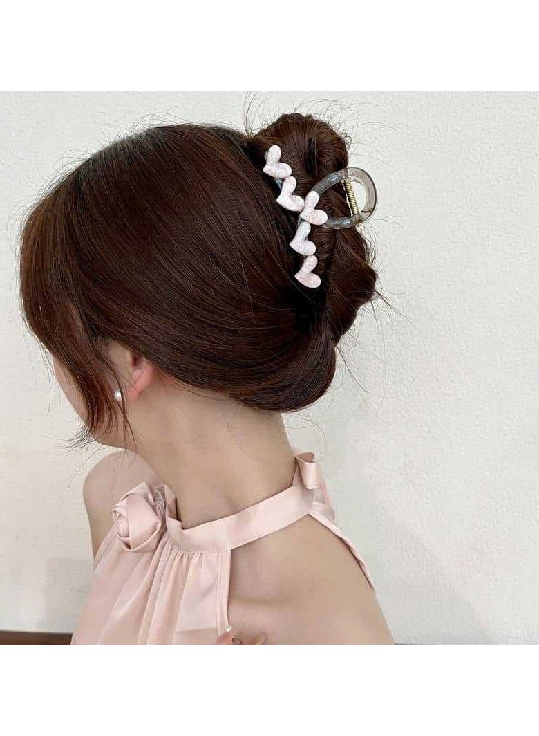 Goolsky Acrylic Vintage Bohemian Love-Shaped Hair Claw Clip, Jelly Color Splicing Luxury Hairpin, Middle-Sized, for Women Daily Wear and Gift, Age 14+ - Single Piece - Image 3
