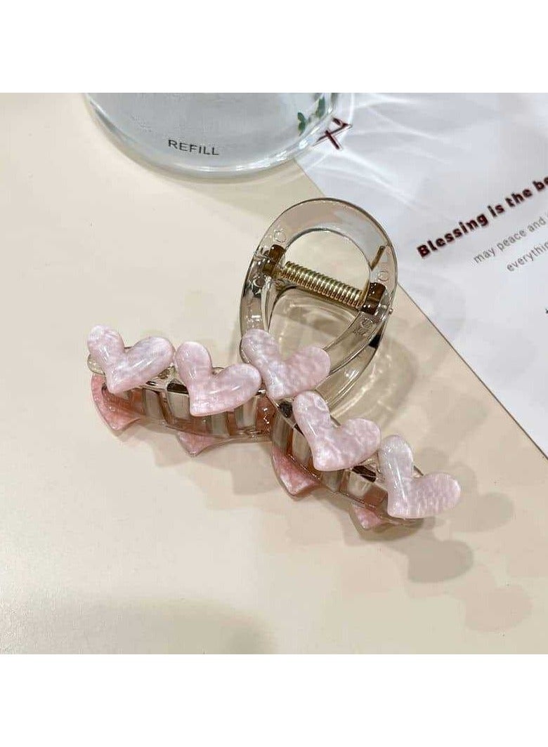 Goolsky Acrylic Vintage Bohemian Love-Shaped Hair Claw Clip, Jelly Color Splicing Luxury Hairpin, Middle-Sized, for Women Daily Wear and Gift, Age 14+ - Single Piece - Image 4