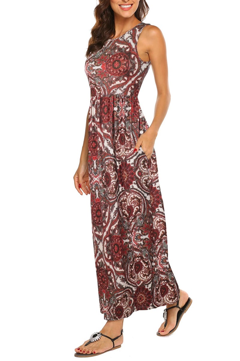 Hount Maxi Summer Dresses for Women 2025 Boho Long Maternity Dress Casual Sundresses with Pockets Boho Print M - Image 1