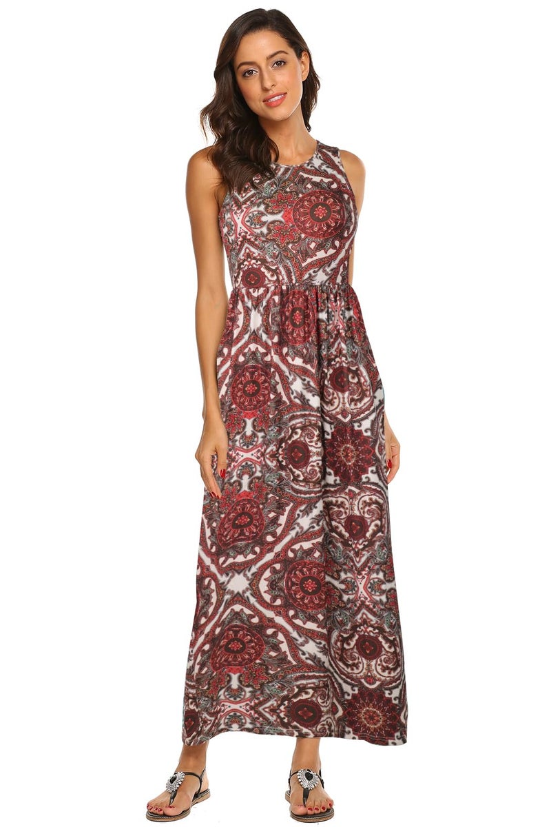 Hount Maxi Summer Dresses for Women 2025 Boho Long Maternity Dress Casual Sundresses with Pockets Boho Print M - Image 5