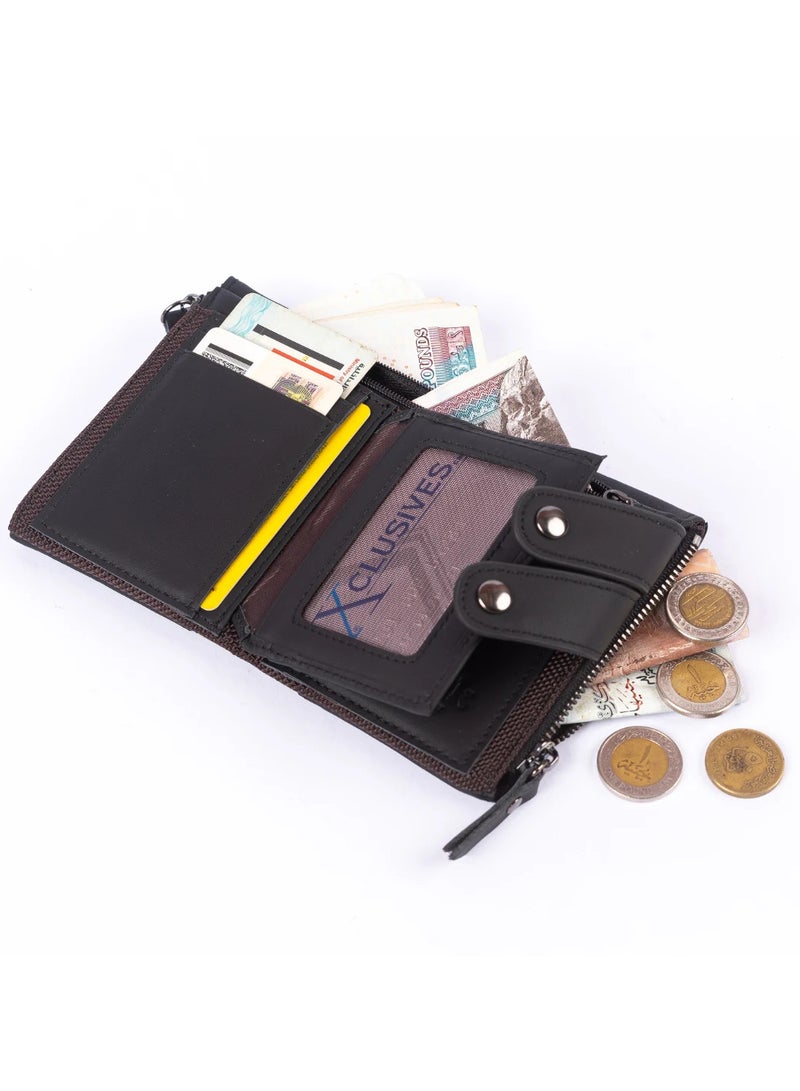 محفظة جولينك للرجال – موديل GL32430 | جلد طبيعي أسود، تصميم سلسلة، سعة عالية و؛ متعددة الوظائف