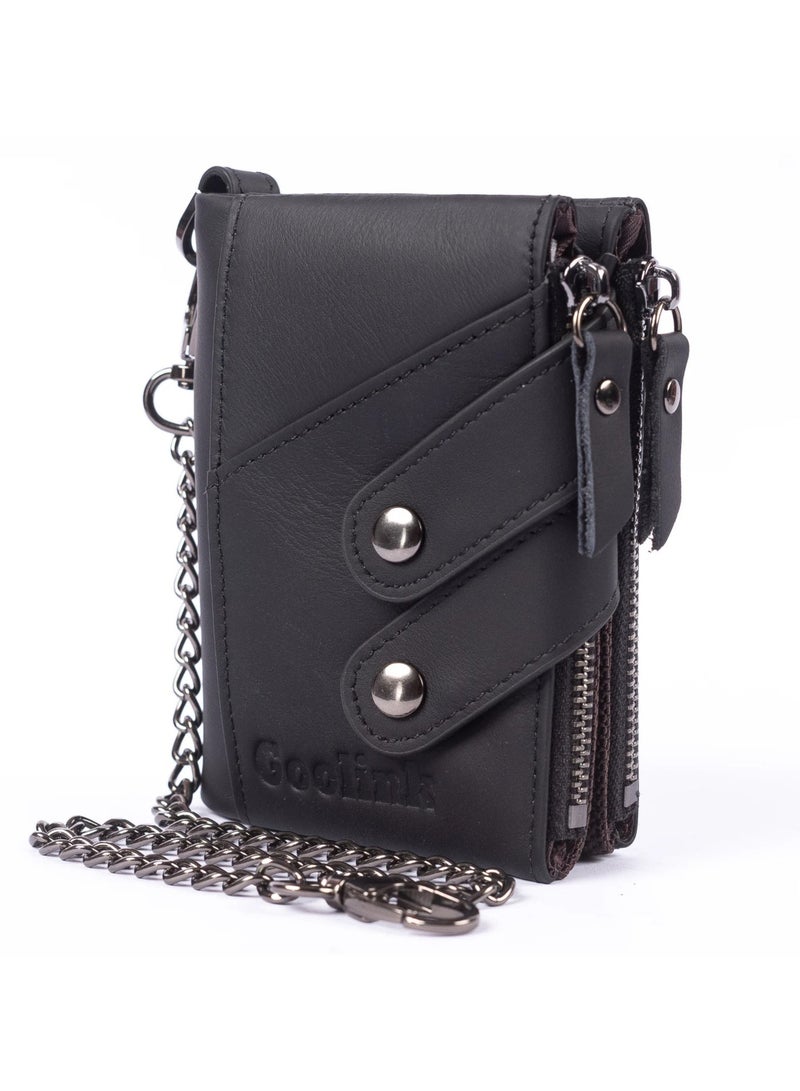 جولينك محفظة جولينك للرجال – موديل GL32430 | جلد طبيعي أسود، تصميم سلسلة، سعة عالية و؛ متعددة الوظائف - Image 1