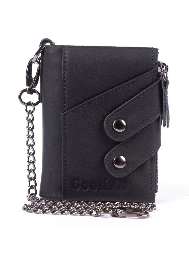 جولينك محفظة جولينك للرجال – موديل GL32430 | جلد طبيعي أسود، تصميم سلسلة، سعة عالية و؛ متعددة الوظائف - Image 2