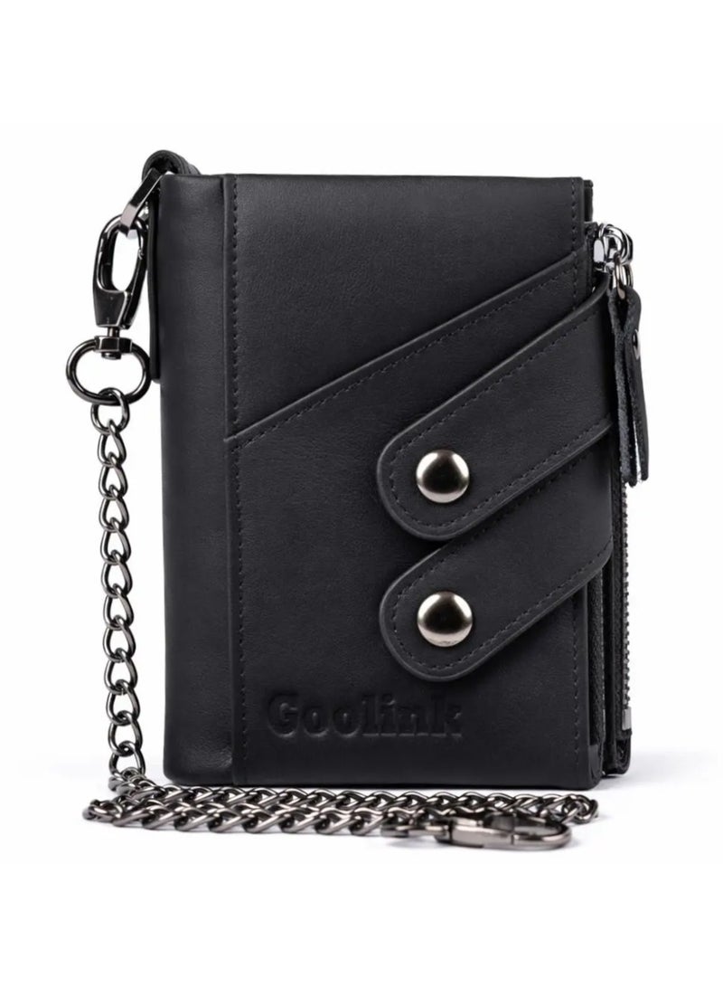 جولينك محفظة جولينك للرجال – موديل GL32430 | جلد طبيعي أسود، تصميم سلسلة، سعة عالية و؛ متعددة الوظائف - Image 2