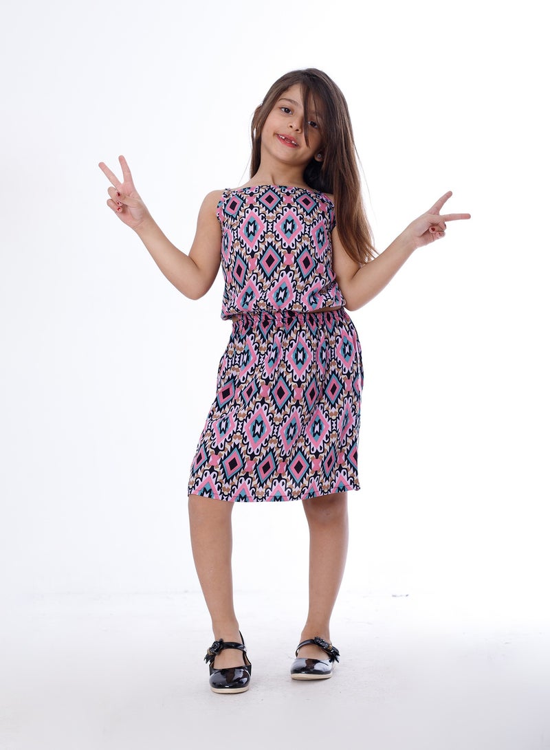 بيبو_فستان حمالة وسط استيك_وردي - Image 1